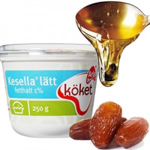 honung, dadlar och kesella som ingår i detta recept